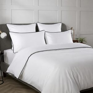 Hotel Range Duvet Cover Piped with Pillowcase 220tc 100% Cotton